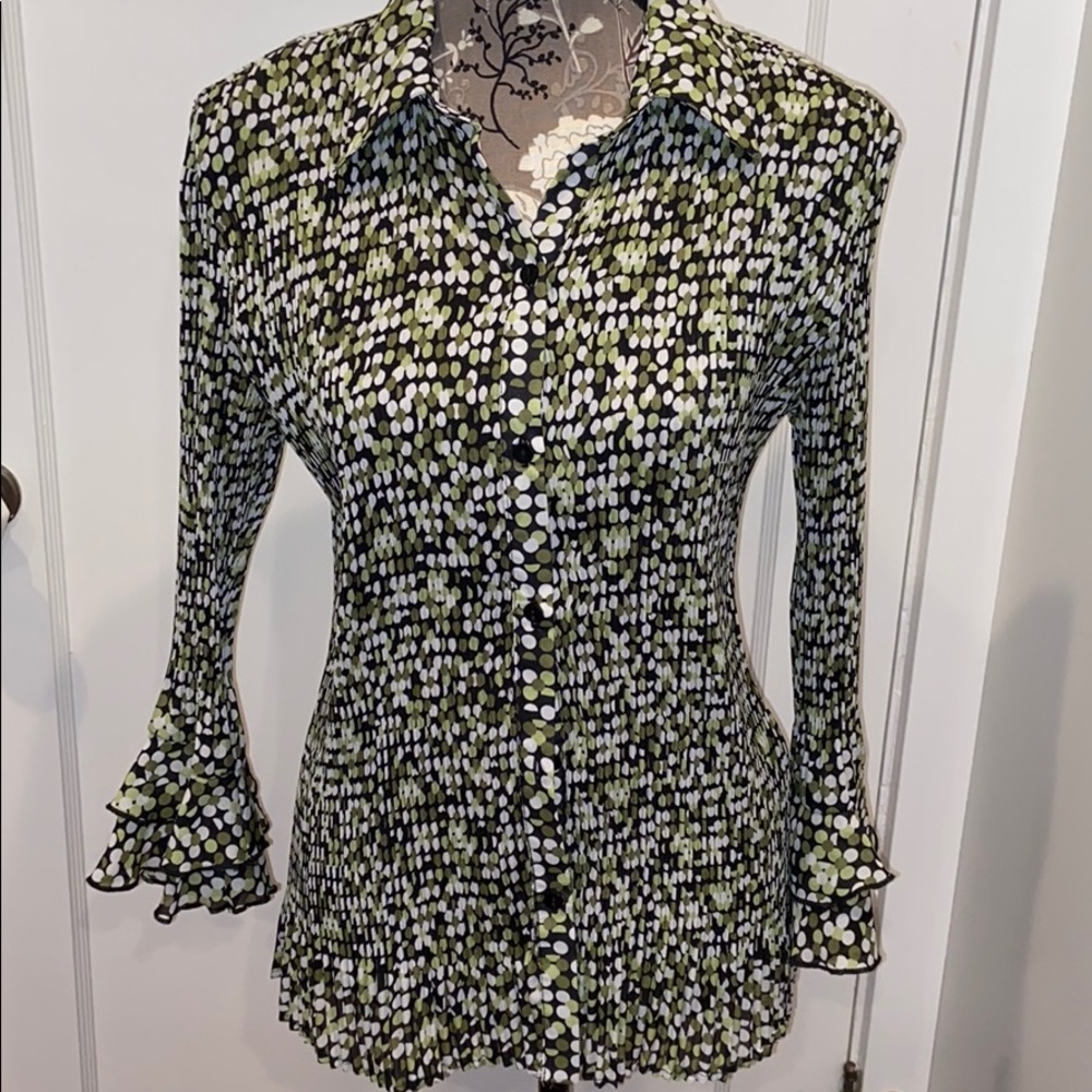 Essentials Green Polka Dot Button Down Shirt - image 1